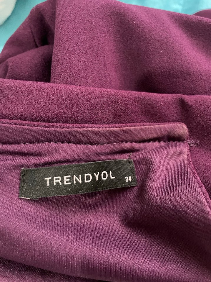 Mor Uzun Drapeli Kadın Abiye Elbise - Görsel 4