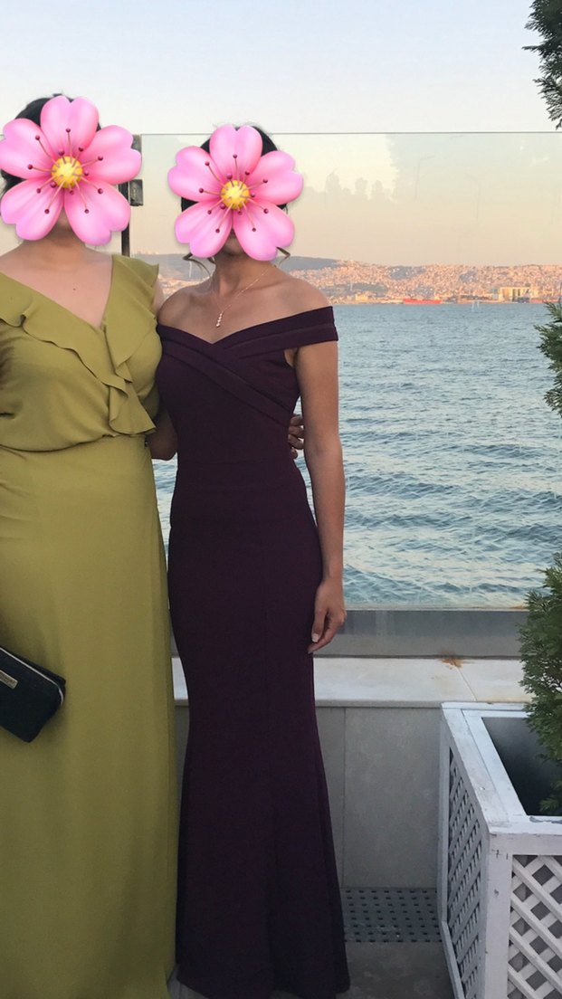 Mor Uzun Drapeli Kadın Abiye Elbise - Görsel 5