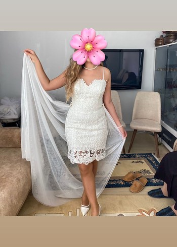 Dantel İşlemeli Nikah - İsteme - Söz - Nişan Elbisesi - Görsel 7