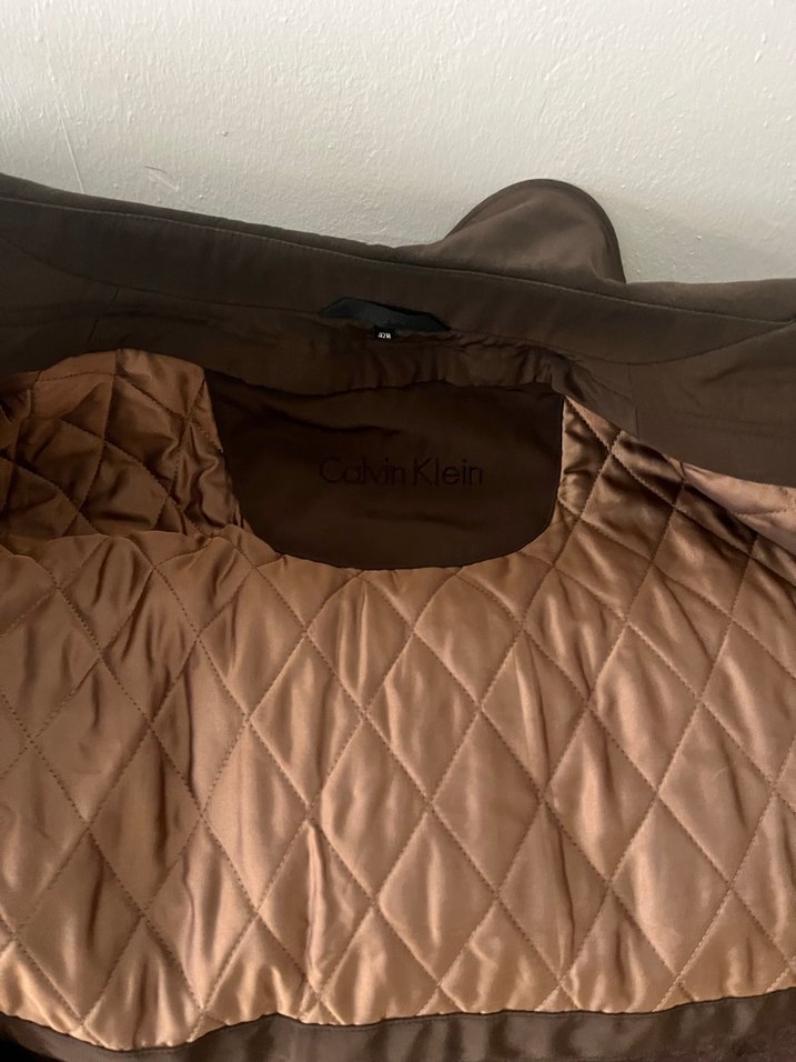 Calvin Klein Drapeli Kahverengi Erkek Midi Palto - Görsel 3