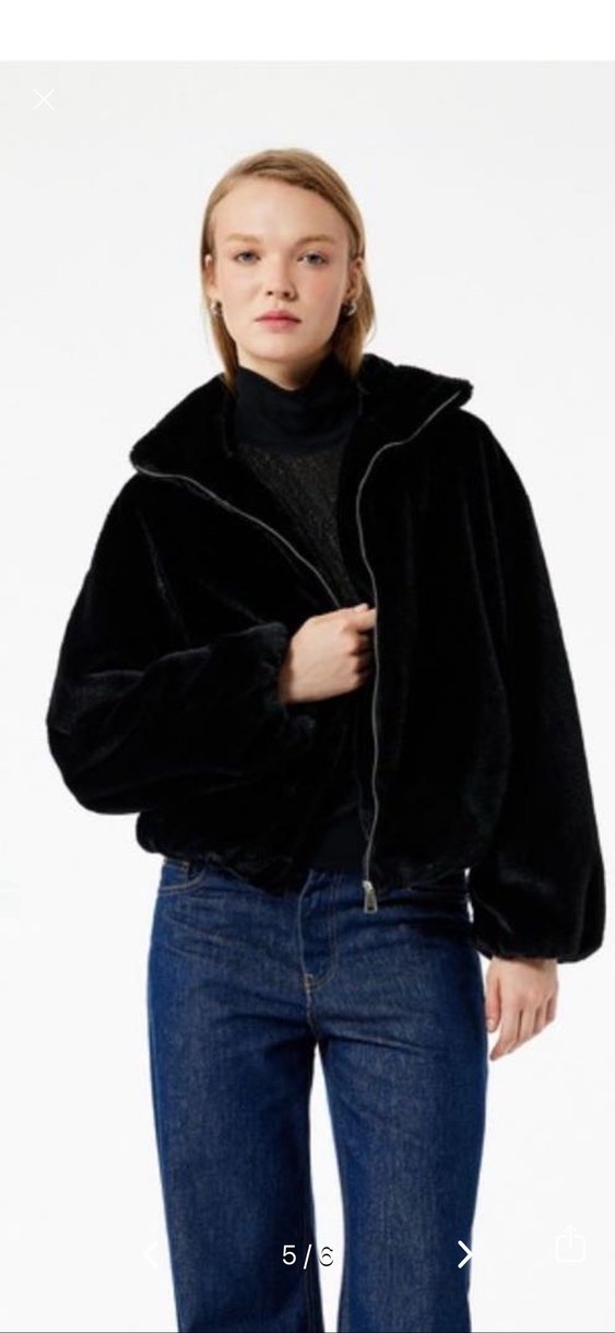 Siyah Peluş Kürk Ceket - Görsel 4
