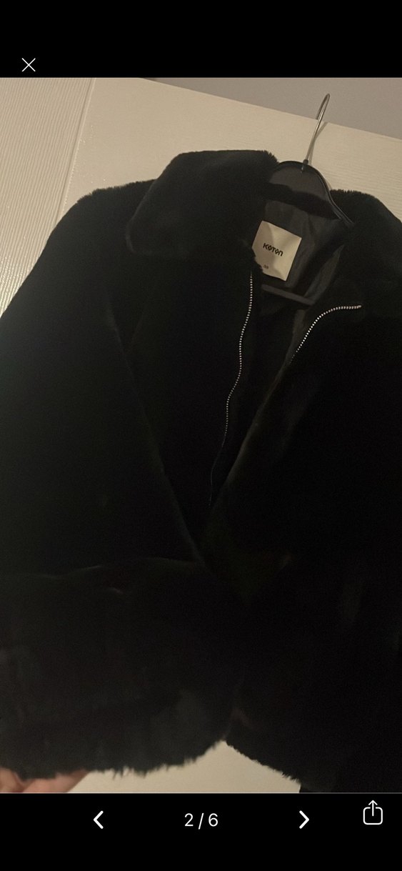 Siyah Peluş Kürk Ceket - Görsel 2