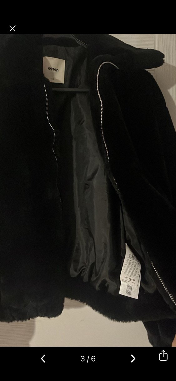 Siyah Peluş Kürk Ceket - Görsel 3