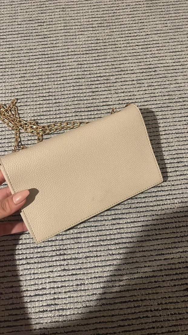 Bej Deri Zincir Detaylı Kadın Çanta - Görsel 2