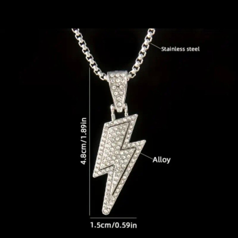 Unisex Lightning Chain Kolye - Görsel 3