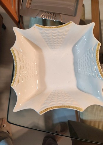 İşlemeli Beyaz Parlak Tabak - Görsel 2