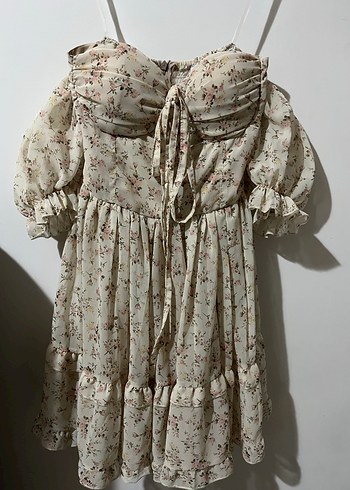 Bej Bohem Mini Elbise - Görsel 2