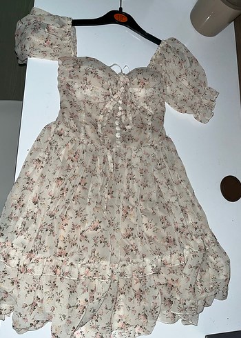 Bej Bohem Mini Elbise - Görsel 3