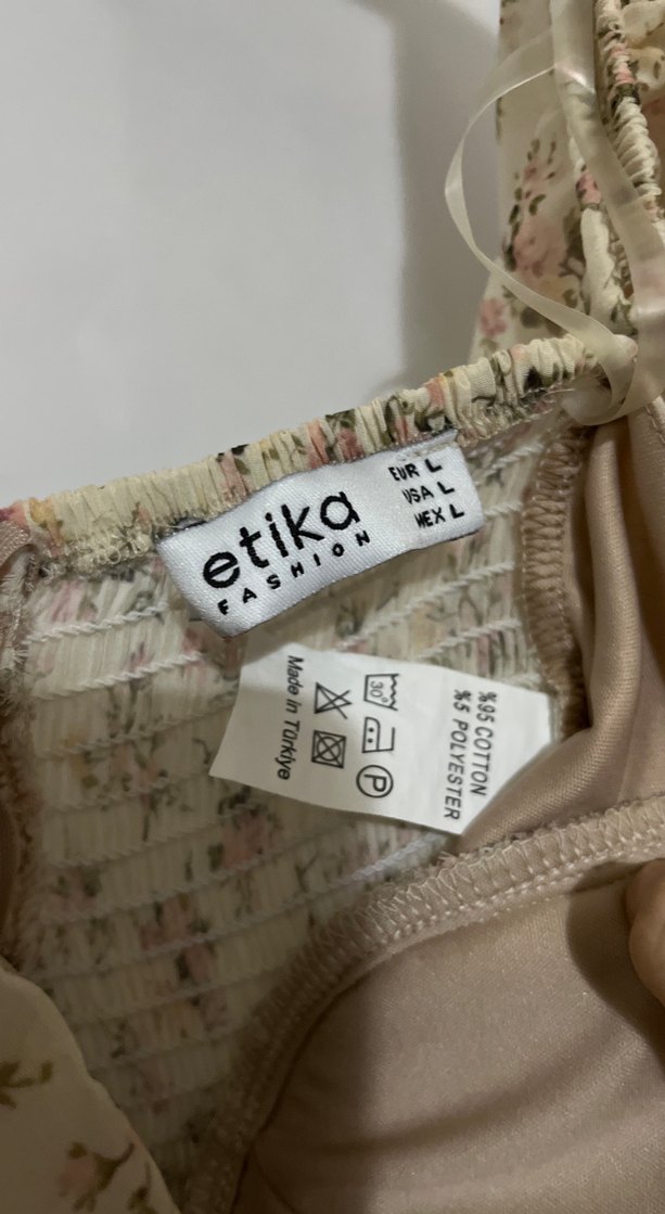 Bej Bohem Mini Elbise - Görsel 4