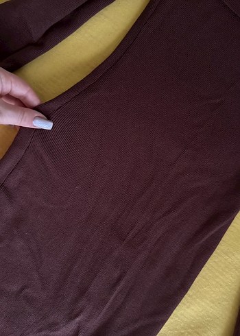 Kahverengi Kadın Triko Midi Elbise - Görsel 3