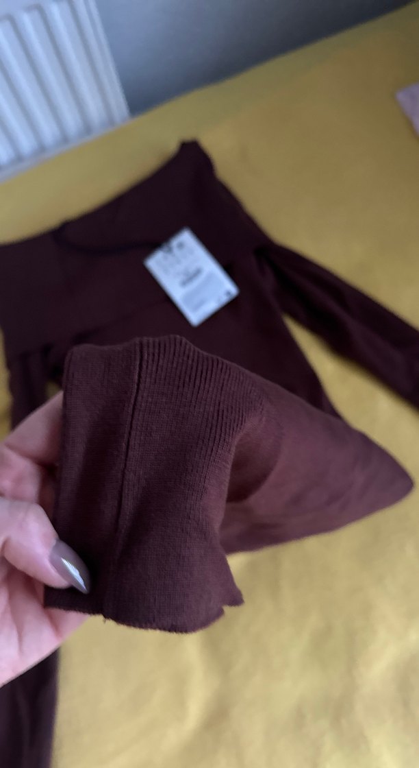 Kahverengi Kadın Triko Midi Elbise - Görsel 5