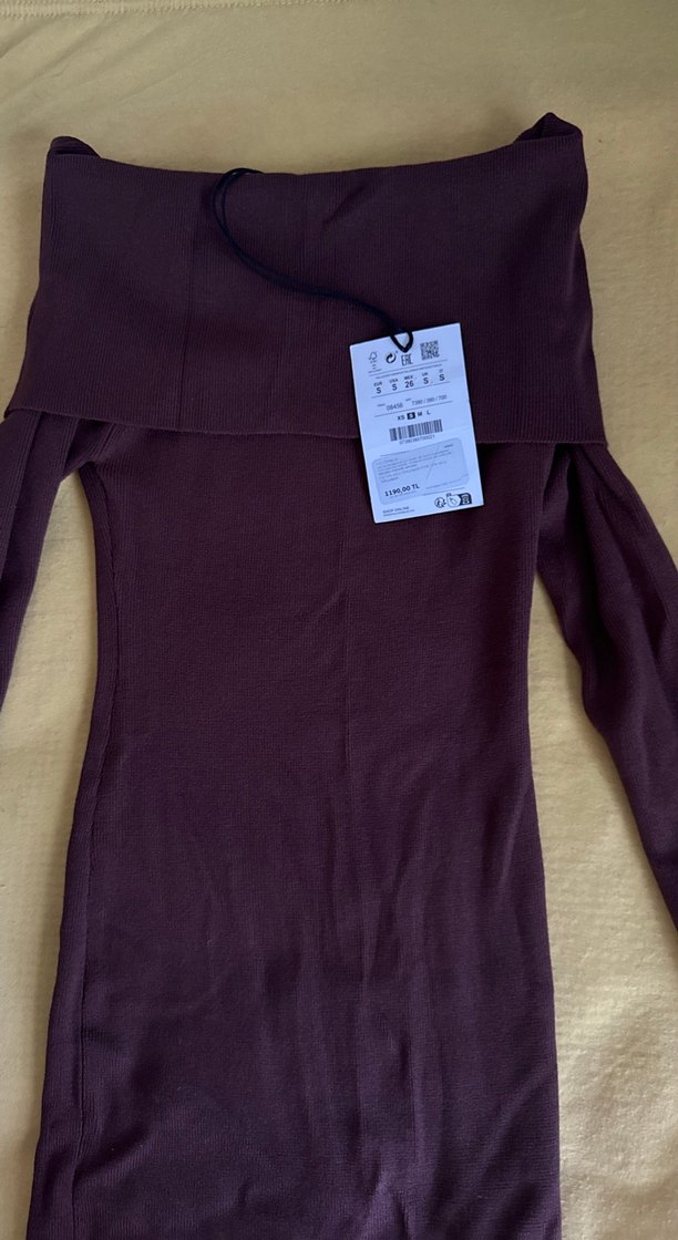 Kahverengi Kadın Triko Midi Elbise - Görsel 2