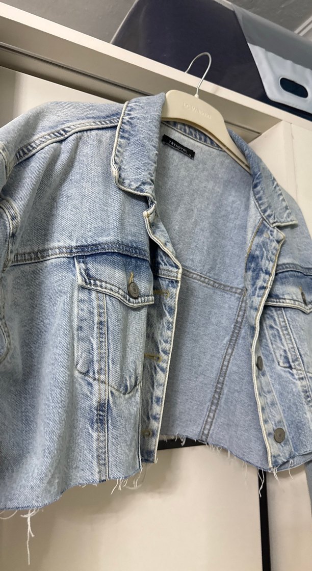 Düğmeli Gri Midi Kadın Denim Ceket - Görsel 2