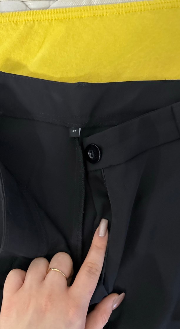 Siyah Rahat Kesim Midi Kadın Kumaş Pantolon - Görsel 3