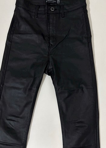 Deri Siyah Kadın Pantolon Midi Boy - Görsel 3