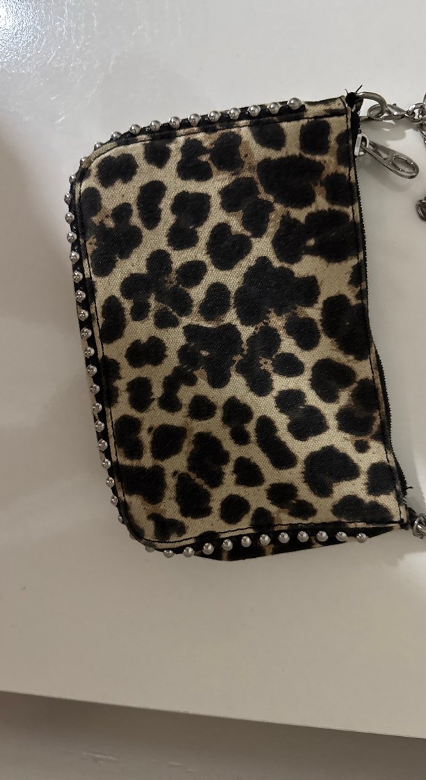 Kahverengi Leopar Desenli Zincirli Süet Çanta - Görsel 2