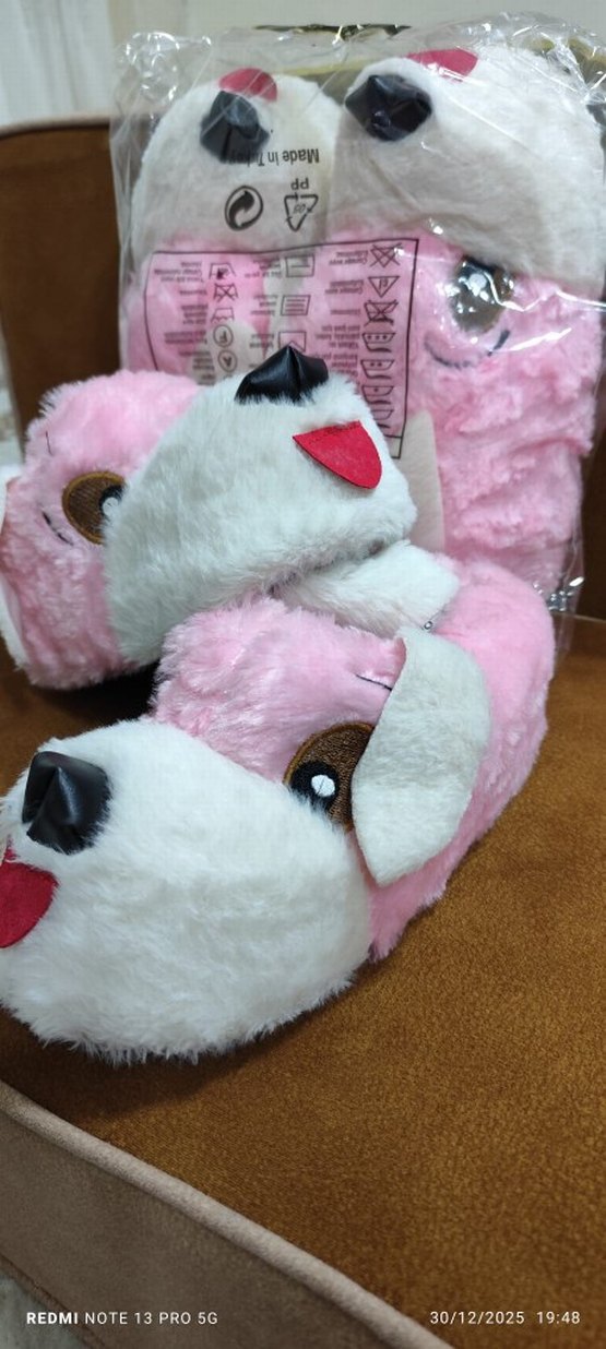 Kızlar için Pembe Peluş Ev Terliği - Görsel 2