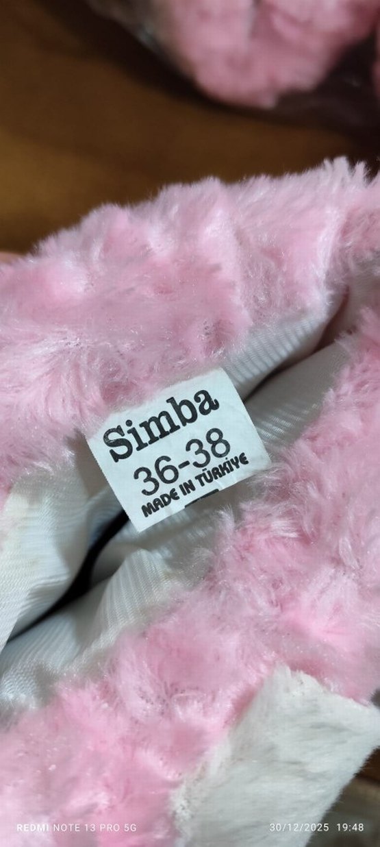 Kızlar için Pembe Peluş Ev Terliği - Görsel 3