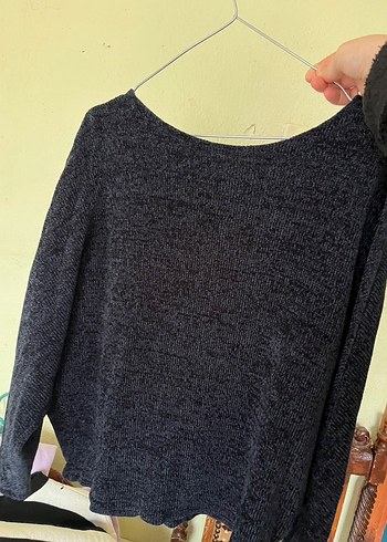 Lacivert Kadın Yün Kazak, Yuvarlak Yaka, Rahat Kesim - Görsel 2