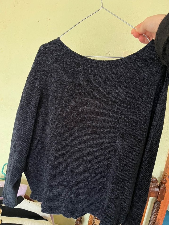 Lacivert Kadın Yün Kazak, Yuvarlak Yaka, Rahat Kesim - Görsel 2