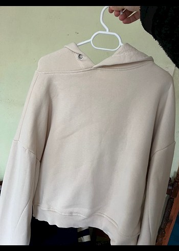 Bej Kapüşonlu Salaş Sweatshirt - Görsel 2