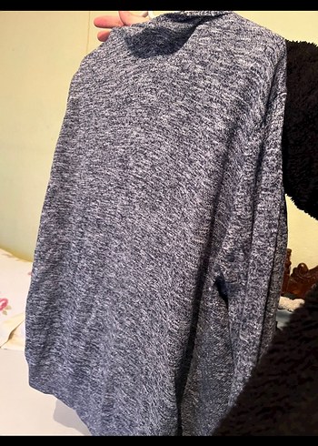 Gri V Yaka Örgü Kadın Hırka - Görsel 2