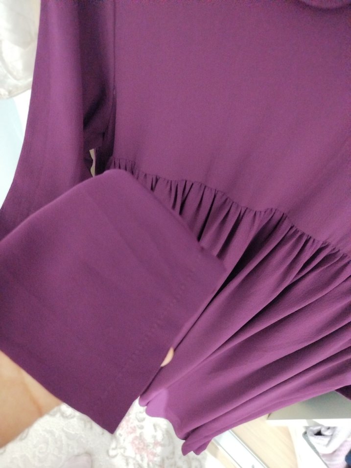 mürdüm Uzun Kollu Fırfırlı Elbise - Görsel 2