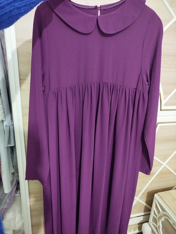 mürdüm Uzun Kollu Fırfırlı Elbise - Görsel 3