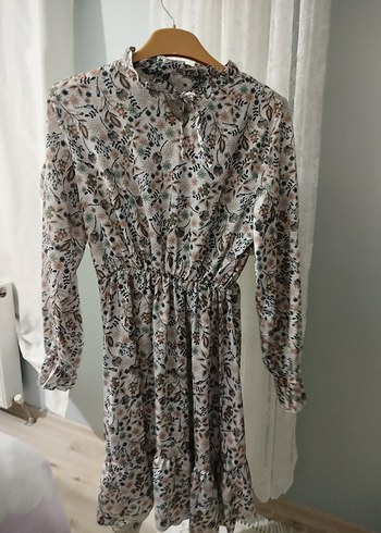 Uzun Kollu Bohem Desenli Kadın kısa Elbise - Görsel 4