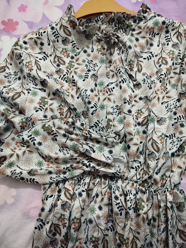 Uzun Kollu Bohem Desenli Kadın kısa Elbise - Görsel 3