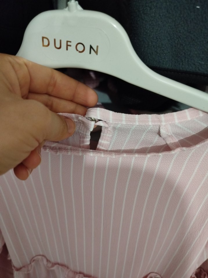 Pembe Çizgili Mini Tunik Bluz - Görsel 3