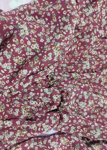 Bordo Çiçekli Uzun Bohem Elbise - Görsel 4