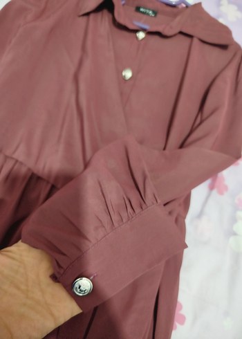 Bordo Uzun Kollu Salaş Kadın Elbise - Görsel 5