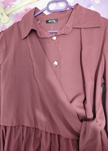 Bordo Uzun Kollu Salaş Kadın Elbise - Görsel 3