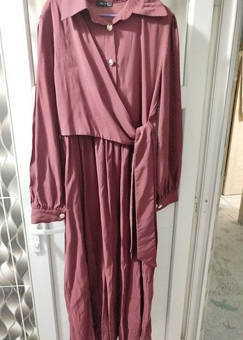 Bordo Uzun Kollu Salaş Kadın Elbise - Görsel 2