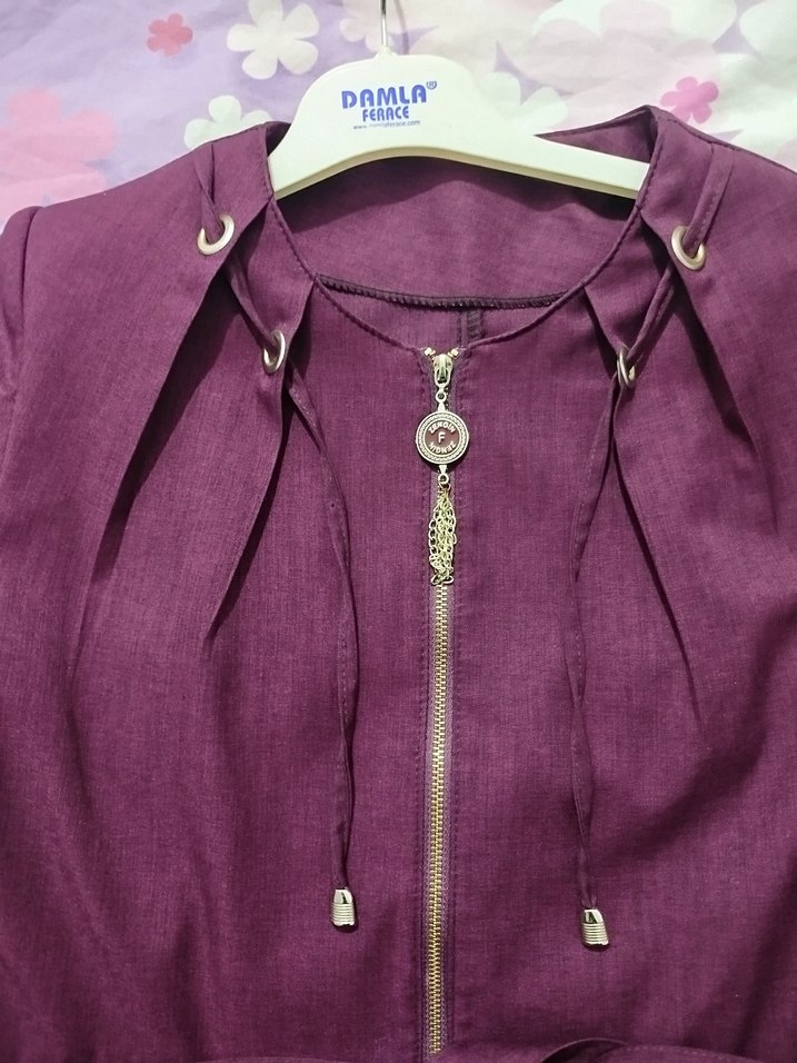 mürdüm uzun ferace pardüse kap - Görsel 5