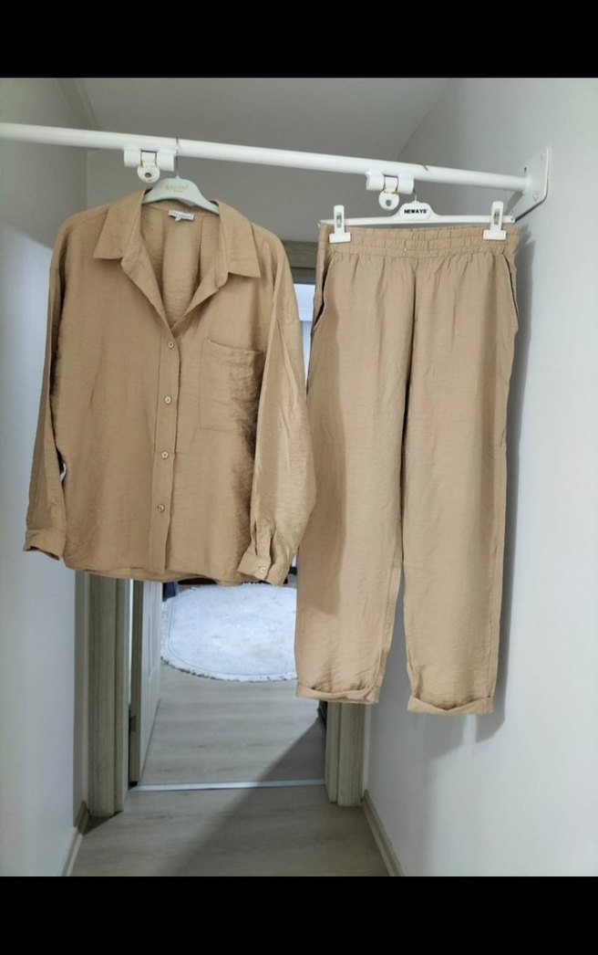 Bej Keten Kadın Takım Elbise - Görsel 3