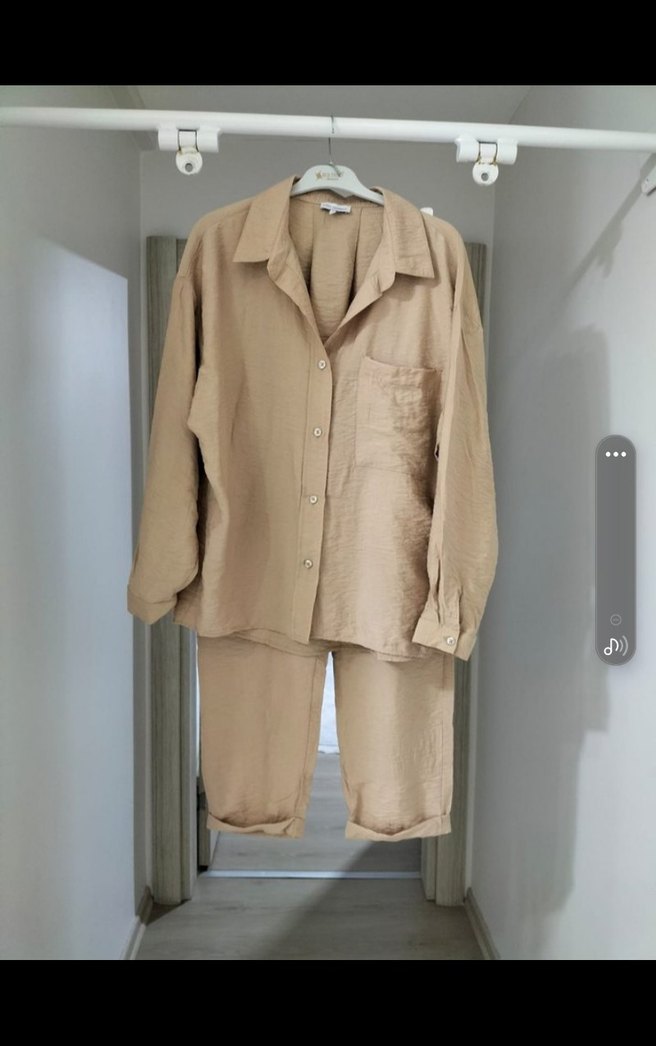 Bej Keten Kadın Takım Elbise - Görsel 2