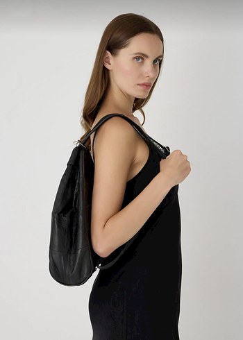 maymun modeli Deri Fermuarlı Kadın Sırt Çantası - Görsel 4