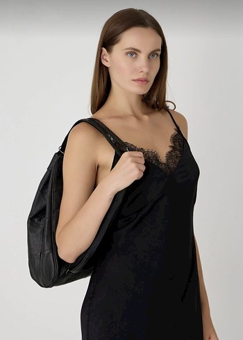 maymun modeli Deri Fermuarlı Kadın Sırt Çantası - Görsel 5