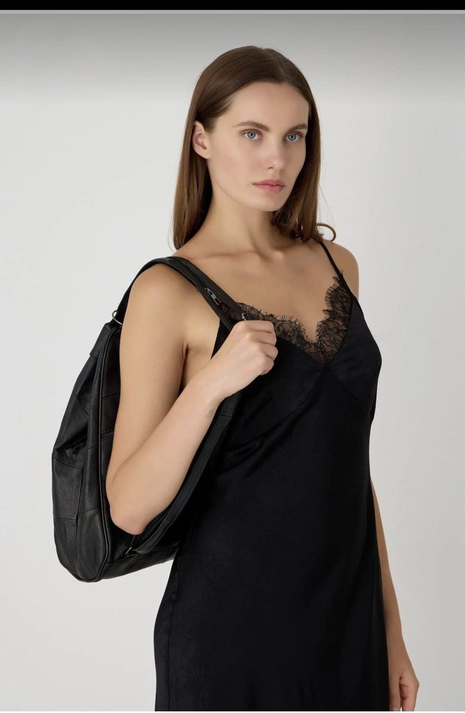 maymun modeli Deri Fermuarlı Kadın Sırt Çantası - Görsel 5