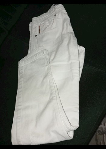 Nakışlı Beyaz  erkek jean - Görsel 2