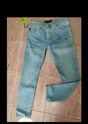 Erkek Beyaz Batik Desenli Normal Kesim Kot Pantolon - Görsel 2