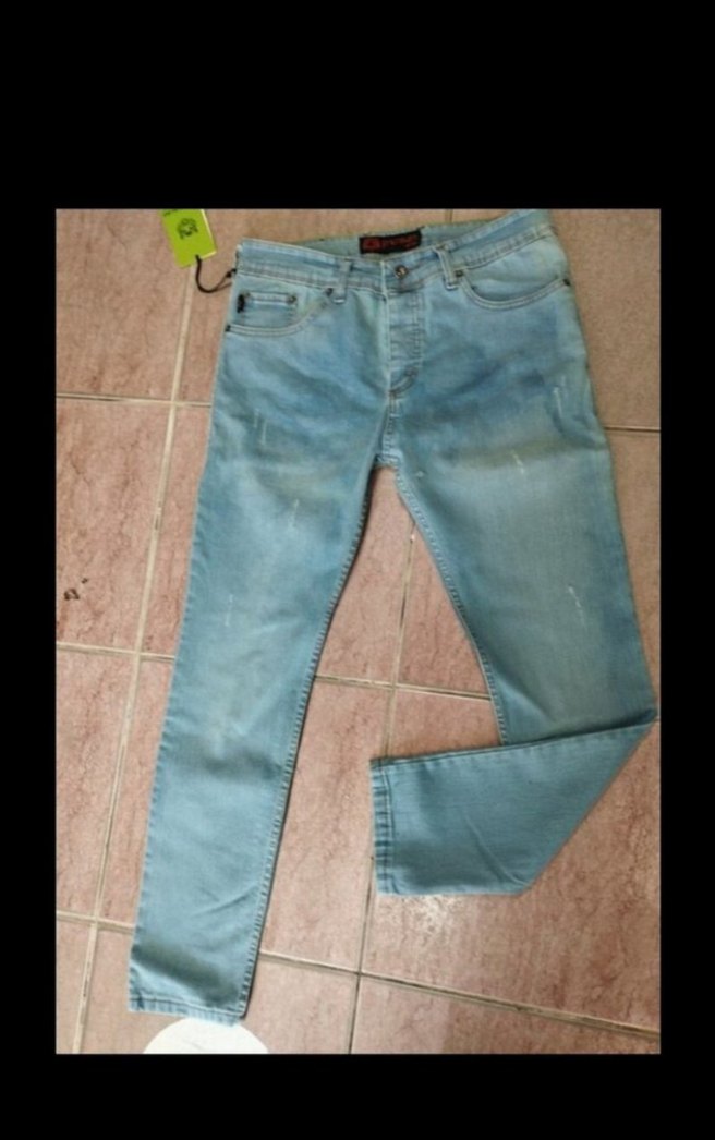 Erkek Beyaz Batik Desenli Normal Kesim Kot Pantolon - Görsel 2