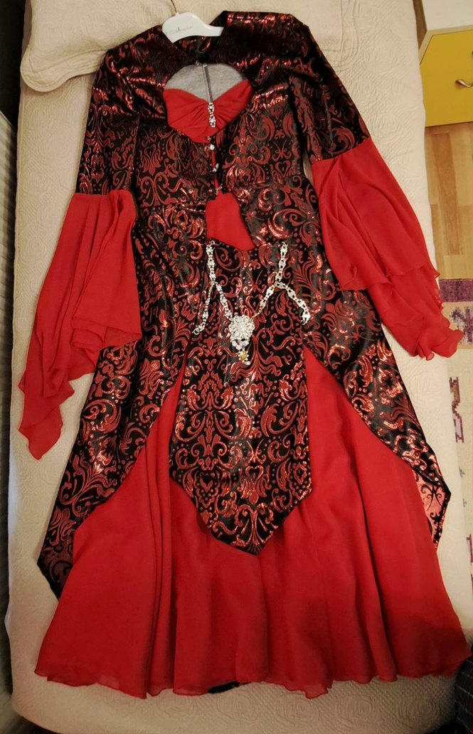 Uzun Kırmızı  Kadın Kına Elbise - Görsel 3