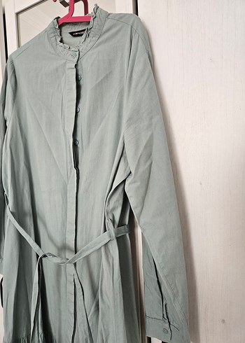 Açık yeşil Uzun  Elbise, Kemerli, Bol Kesim - Görsel 2