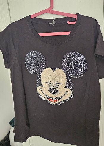 Kız Çocuk Siyah Mickey Baskılı Tişört - Görsel 2