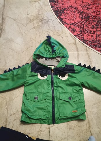 Erkek Çocuk Yeşil Fermuarlı Yağmurluk