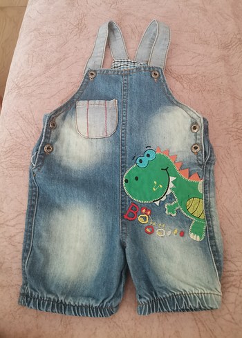 H&M Renkli Nakışlı Erkek Kot Salopet