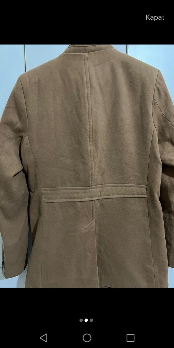 Erkek Bej Süet Midi Ceket - Görsel 2